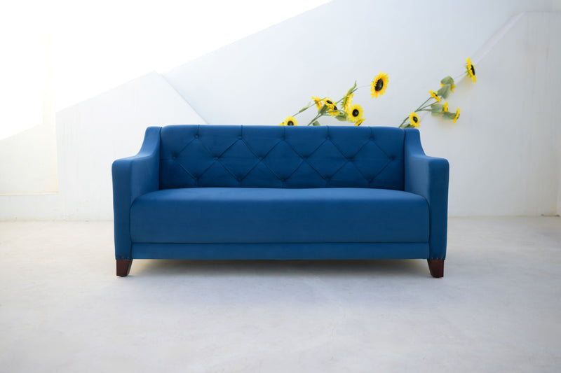 Cerulean Blue Suede 3 Seater Sofa