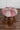 Pink & Cream Suede Stool With Polished Stand - JAIPURIA EMPORIUM