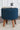 Blue Buckely Fabric Ottoman With Wooden Legs - JAIPURIA EMPORIUM