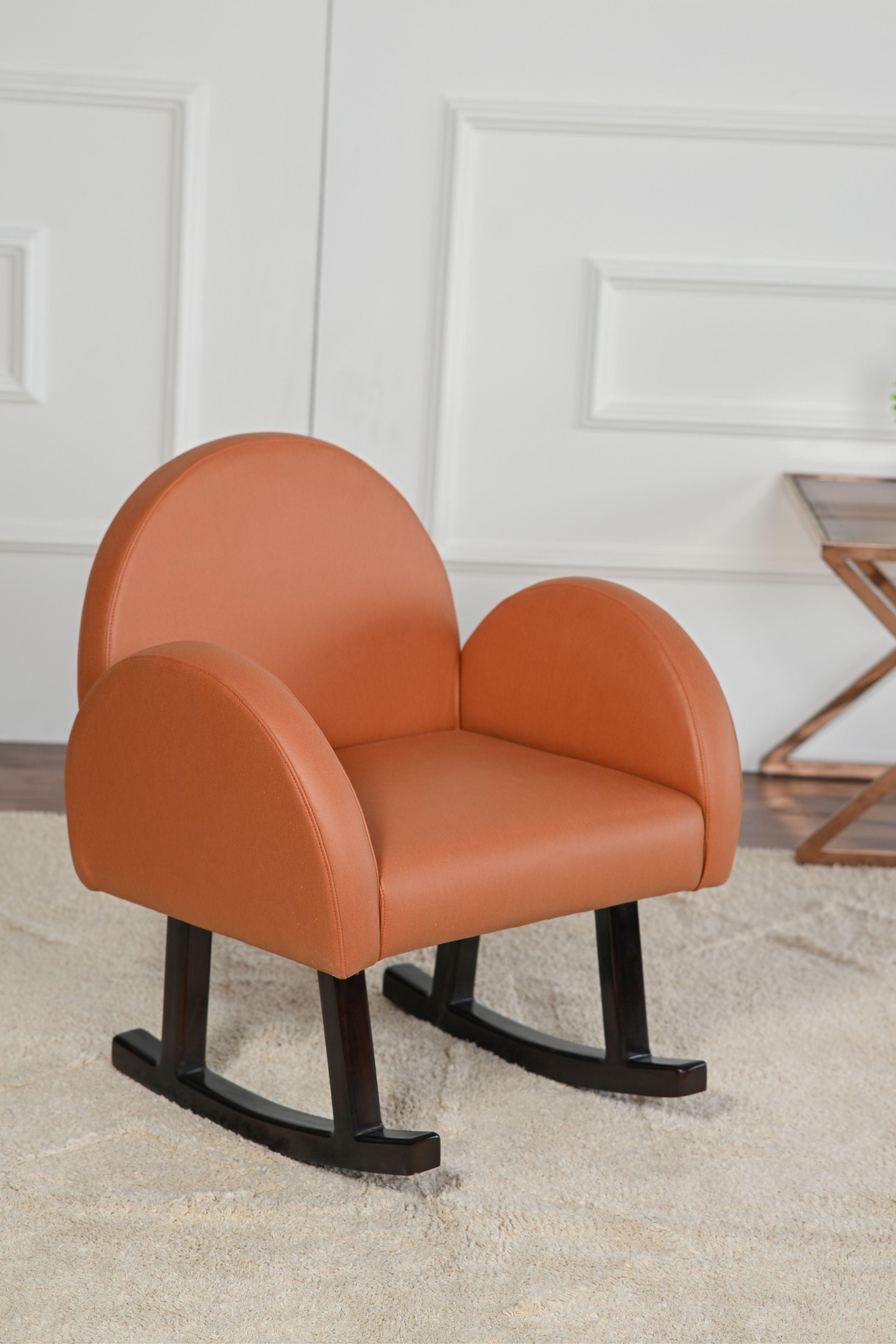 Brown Rust Kid's Rocking Chair With Black Polished Stand – JAIPURIA ...