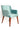 Aqua Blue Arm Chair With Wallnut Polished Leg - JAIPURIA EMPORIUM