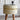 Ash Linen Seating Stool With Gold Ring & Wooden Leg - JAIPURIA EMPORIUM