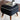 Black Suede Ottoman With Polished Leg & Golden Cap - JAIPURIA EMPORIUM