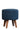 Blue Buckely Fabric Ottoman With Wooden Legs - JAIPURIA EMPORIUM