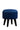 Blue Suede Seating Stool With Black Polished Leg - JAIPURIA EMPORIUM