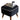 Black Suede Ottoman With Polished Leg & Golden Cap - JAIPURIA EMPORIUM