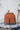 Terracotta Ribbed  Square Ottoman with Black Legs