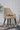 Beige Upholstered Dining Chair with Black Wooden Legs & Gold Tips – Modern Accent Seating