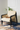 Modern Cane & Wooden Lounge Chair with Suede Upholstery