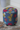 Hand-Embroidered Bee & Floral Pouffe – Denim Blue Ottoman Stool