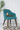 Teal Upholstered Dining Chair with Wooden Legs & Gold Accents – Modern Café & Home Seating